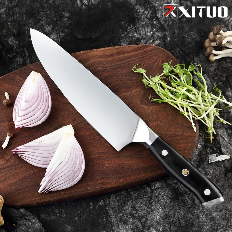 XITUO, 7 Uds., juego de cuchillos de cocina, cuchillo de Chef de acero alemán, cuchillo Santoku japonés, cuchillo de carnicero, cuchillos para pelar, cuchillo para deshuesar, herramienta de cocina