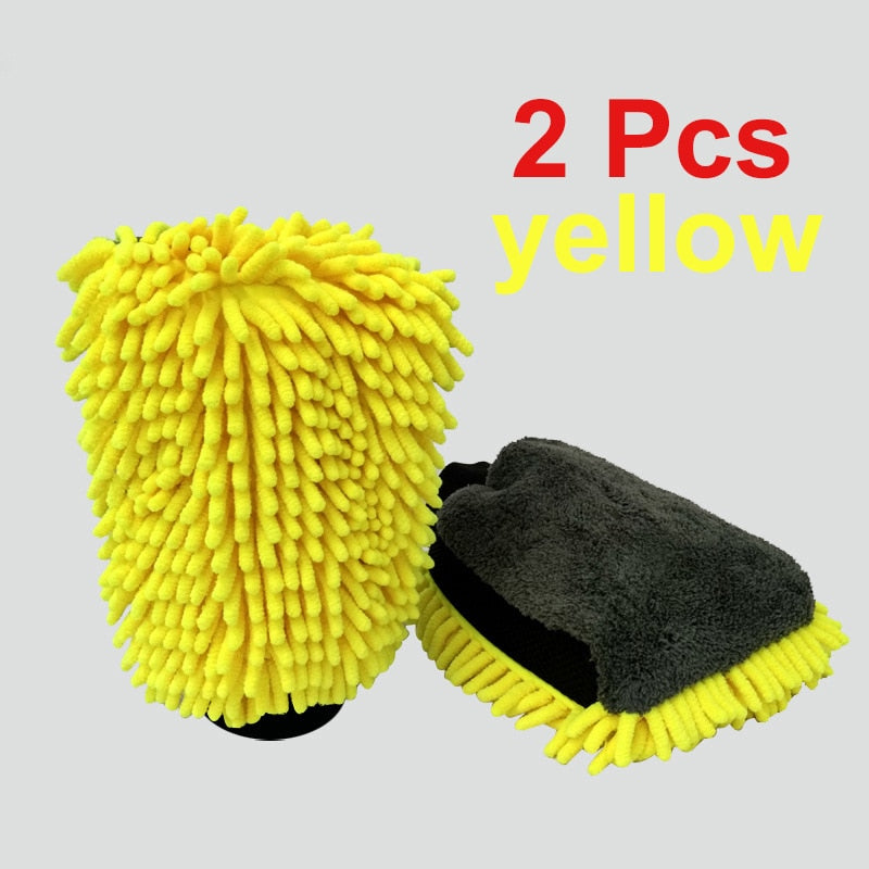 2 Pcs Ultra-Luxury Microfiber Car Wash Gloves Car Cleaning Tool Wheel Brush Multi-function Cleaning Brush Detailing