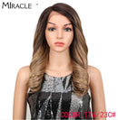 Miracle 20&quot; High Temperature Fiber Hair Omber Gold Wavy Hair Long Loose Wavy Wigs Blonde Synthetic Lace Wig For Black Women