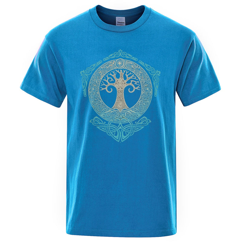 Yggdrasil T Shirt World Tree Men Tops Fashion Pattern Tee 2022 Summer Brand T-Shirt Odin Aesir Nordic Mythology Men&