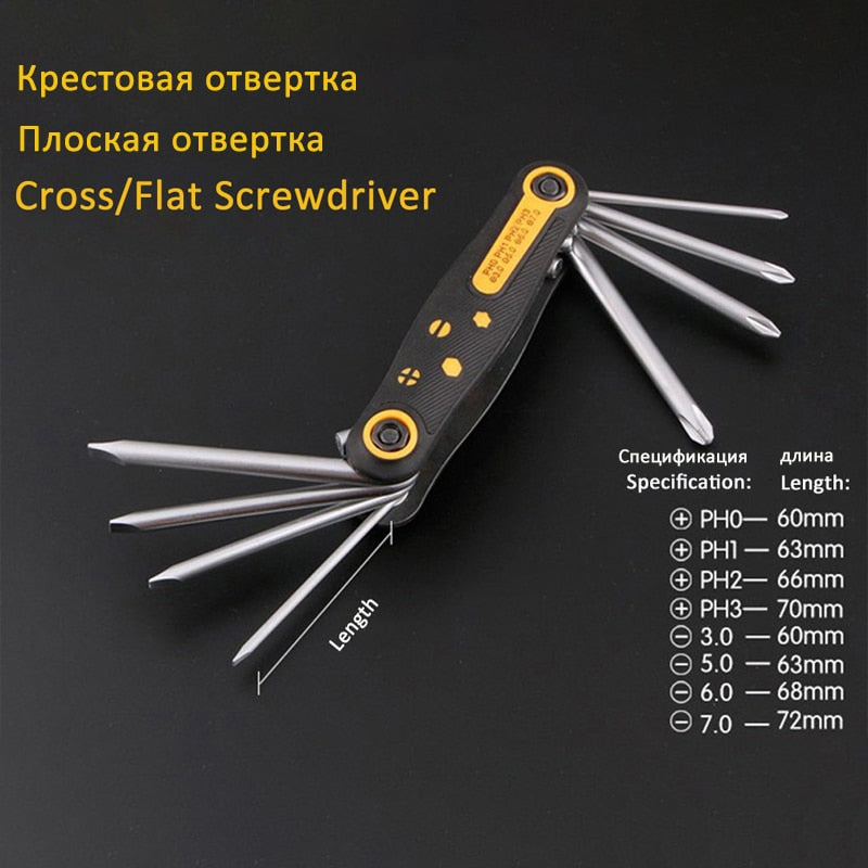 8 in 1 Folding Screwdriver Set Torx Screwdriver Mini Screwdriver Bits Kit Hexagon Torx Screwdriver Phillips Flat Screw Driver