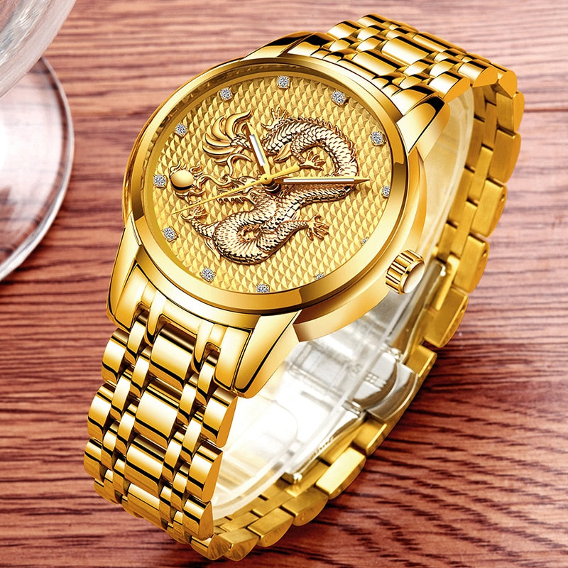 LIGE, relojes para mujer, reloj de moda para mujer, reloj clásico para mujer 2022, reloj de pulsera dorado de cuarzo con diamantes de marca de lujo, regalo para mujer + caja