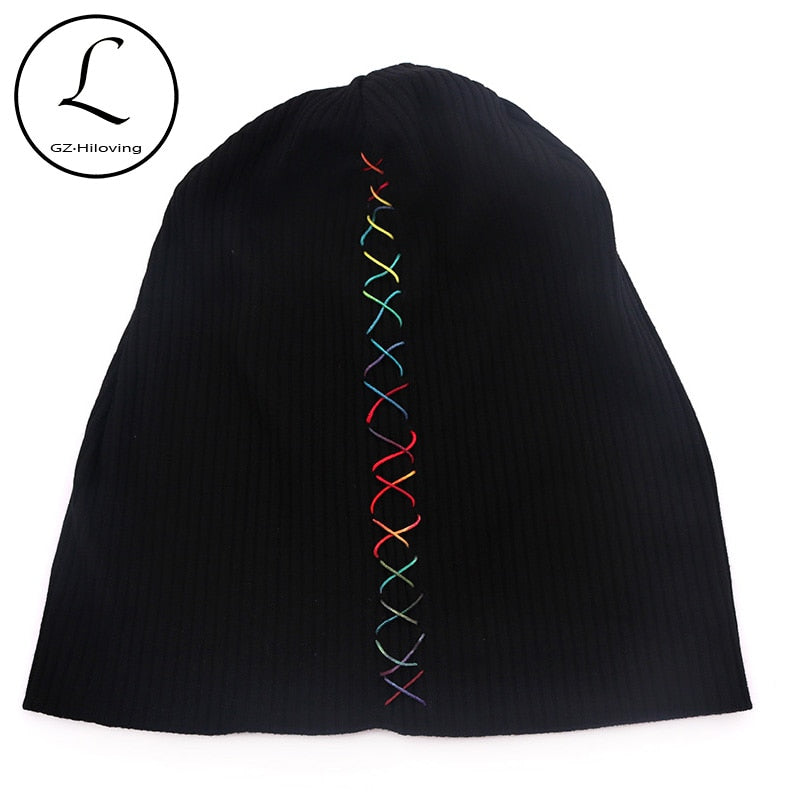 Soft colorful ribbon cotton ribbed hats for women hat 2020 New Spring Winter Slouchy hats ladies Girls Skullies Beanies Gorros