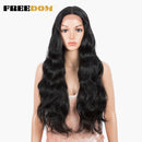 FREEDOM Synthetic Lace Wigs Long Natural Wave 30inch Omber Blue Rainbow Color Pink Hair Wigs Heat Resistant Fiber Cosplay Wigs