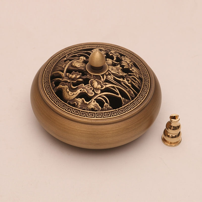 Quemador de incienso de tres patas de artesano de cobre, placa de estufa Zen Xuande, quemador de sándalo, quemador de incienso puro