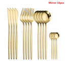 Black Tableware Forks Knives Spoons Cutlery Dinner Set Stainless Steel Cutlery Set Kitchen Flatware Set 16Pcs Luxury Dinnerware