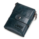 2022 100% billetera Rfid de cuero genuino para hombre, billeteras Crazy Horse con monedero, monedero corto para hombre, Mini billetera de alta calidad para niños