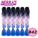 24 Zoll Jumbo Braids Synthetisches Haar für Box Braid Ombre Braiding Hair Extensions Three Tone Schwarz Braun Blau Pink Mirra's Mirror