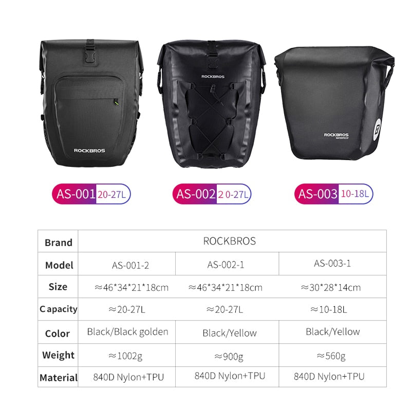 Bolsa de bicicleta impermeable ROCKBROS 27L, bolsa de viaje para ciclismo, cesta, estante trasero para bicicleta, asiento trasero, bolsas para maletero, alforja, accesorios para bicicleta MTB