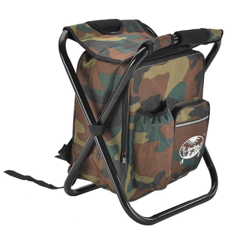 Bolsa para silla de pesca plegable 2 en 1, mochila de pesca, taburete para silla, práctico resistente al desgaste, para equipo de escalada de caza al aire libre