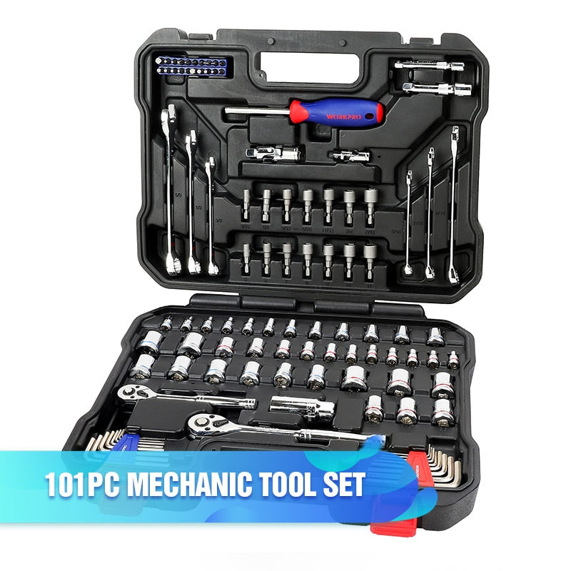 WORKPRO 14-164PC Tool Set Hand Tools for Car Repair Ratchet Spanner Wrench  Socket Set Professional Car Repair Tool Kits