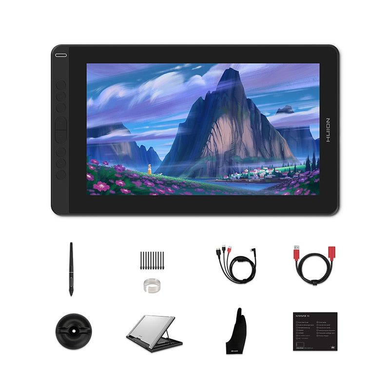 Huion Kamvas 13 Graphics Tablet Monitor AG Glass Pen Display Drawing Monitor 8192 Batterieloser Stylus für Android Windows MacOS