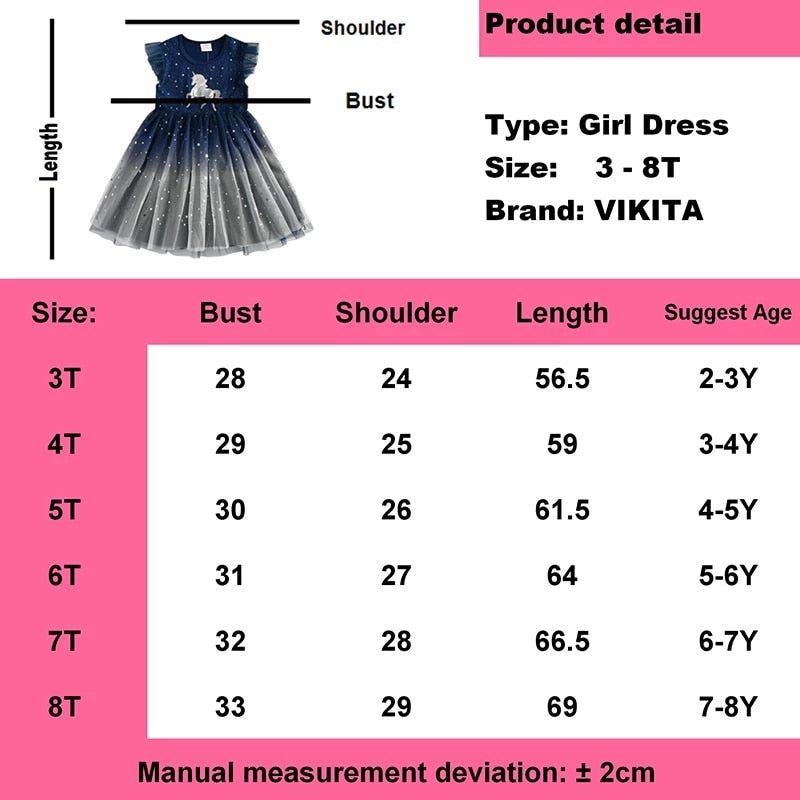 VIKITA Girls Dress Summer Kids Birthday Party Prom Dresses Kids Sequins Vestidos Kids Elegant Sleeveless Dress Girls Clothing