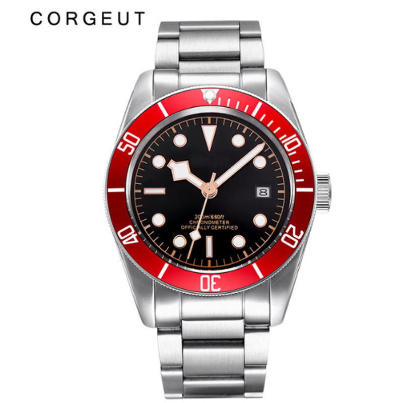 Corgeut Luxury Brand Black Dial Men NH35 Miyota Automatic Mechanical Watch Military Sport Swim Steel Mechanical Wrist Watches