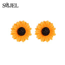 Pendientes de girasol de dibujos animados SMJEL para mujer, pendientes llamativos de flor de sol grande a la moda, joyería coreana, regalos para mejores amigas