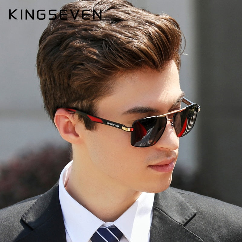 KINGSEVEN Brand 2022 New Polarized Men Sunglasses Square Aluminum Frame Male Sun Glasses Driving Fishing Eyewear Zonnebril N7719