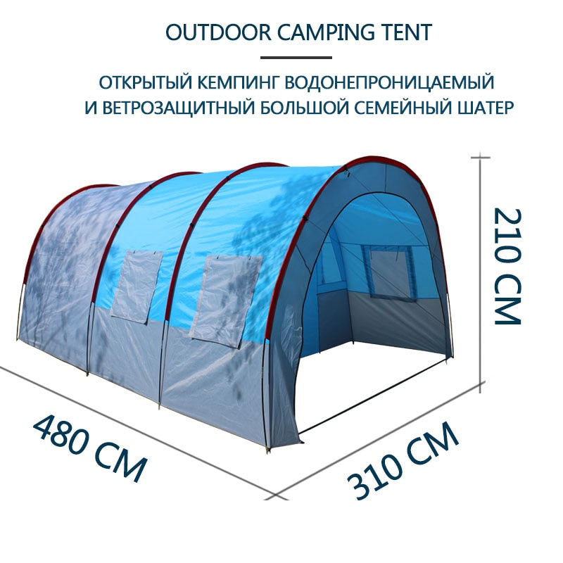 Großes Campingzelt Wasserdichtes Segeltuch Fiberglas 5 8 Personen Familientunnel 10 Personen Zelte Ausrüstung Outdoor Bergsteigen Party