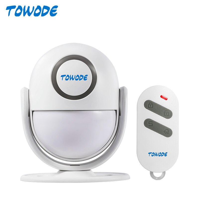 TOWODE Wireless PIR Motion Alarm Detector 120dB Loud Home Security Doorbell Sensor Remote Controller Arm Disarm Alarm Kit