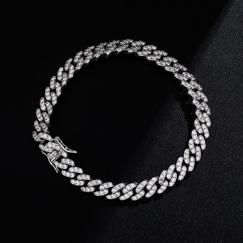 JINAO New 9&quot; 10&quot; Gold/Silver Color Anklet 9mm Charm Cuban Chain Anklet Iced Out Cubic Zirconia Anklet Gift Fashion Jewelry Gift