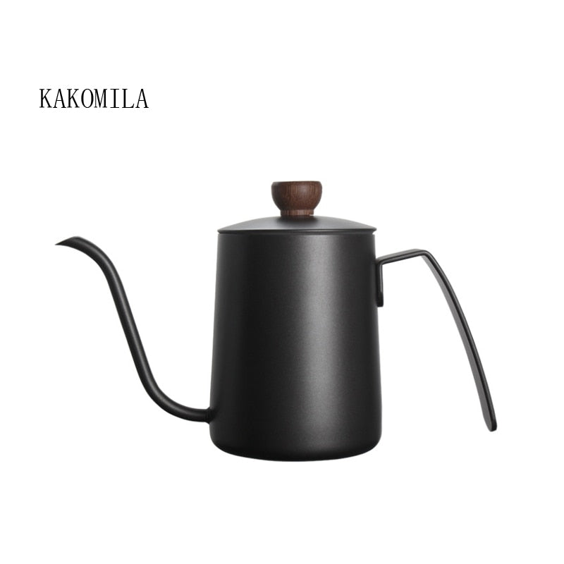 600ML Stainless Steel Mounting Bracket Hand Punch Pot Coffee Pots With Lid Drip Gooseneck Spout Long Mouth Coffee Kettle Teapot