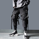11 BYBB'S DARK Cargo Pants Men Harajuku Streetwear Tactics Pants Ribbon Multi-pocket Trousers Elastic Waist HipHop Male DG29