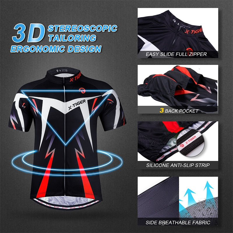 X-TIGER Cycling Set Summer Cycling Jersey Set Bike Cycling Clothing Breathable MTB Bicycle Sportswear Suit Men Cycling Clothes