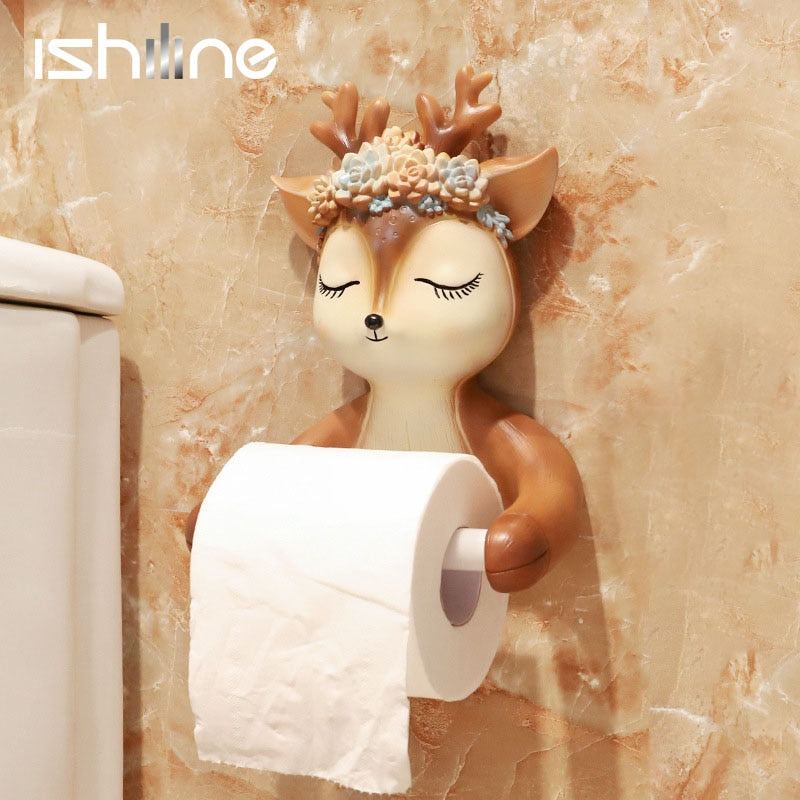 Decorative Deer Toilet Paper Holder Towel Rack Wall Mounted Bathroom Kitchen Roll Paper Holder Tissue Rack