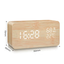 Reloj despertador LED Digital de madera alimentado por USB/AAA, reloj de mesa con temperatura, humedad, Control de voz, despertador, relojes electrónicos de escritorio