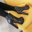 Onlymaker Women Round Toe High Heel Platform Ankel Boots Block Chunky Heels Fashion Warm Autumn Winter Big Size Handmade Booties