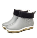 Rouroliu Men Fashion Rain Boots Anti Slip Short Ankle Work Boots Waterproof Fishing Garden Water Shoes Elastic Band