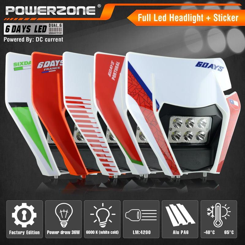 PowerZone Motorcycle LED Headlight Headlamp Head Light Supermoto Fairing For KTM EXC SXF MX Dirt Bike Enduro LED Headlight