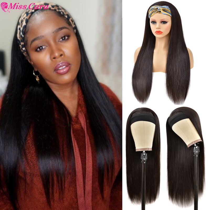 Deep Wave Headband Wig Human Hair Water Wave Wig Peruvian Remy Human Hair Headband Wig For Women bone straight Headband Wigs