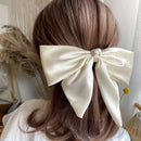 2021New Satin Oversized Bow Hairpin Barrette Hair Clip Ponytail For Women Girl Elegant Headwear Hairpins Hair White Acessories