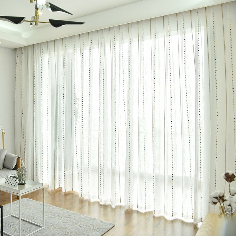 New Natural Embroidered Sheer Curtains for Living Room kids Room Bedroom Elegant Yarn Curtains Embroidery White tulle Curtains