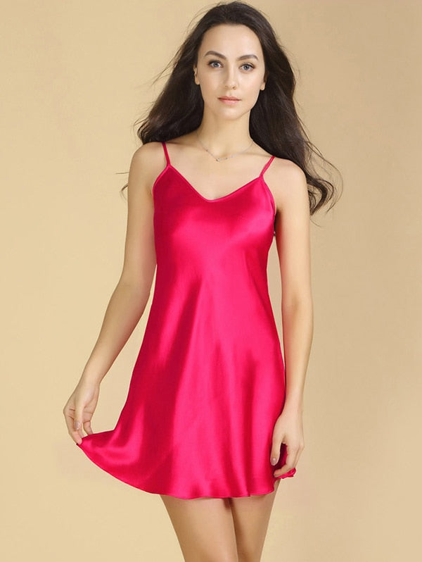 New 100% Natural Silk Gecelik Slip Nuisette Nightgown Women Nightwear Sexy Sleepwear Dress Pijamas Night Gown Nighty