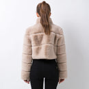 PINK JAVA QC20051 new arrival  fashion fur coat women winter warm fake fur jacket faux rabbit fur coat fur vest short jackets