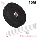 5M/10M/15M Motorcycle Exhaust Thermal Tape Header Heat Wrap Manifold Insulation Roll Resistant with Stainless Ties