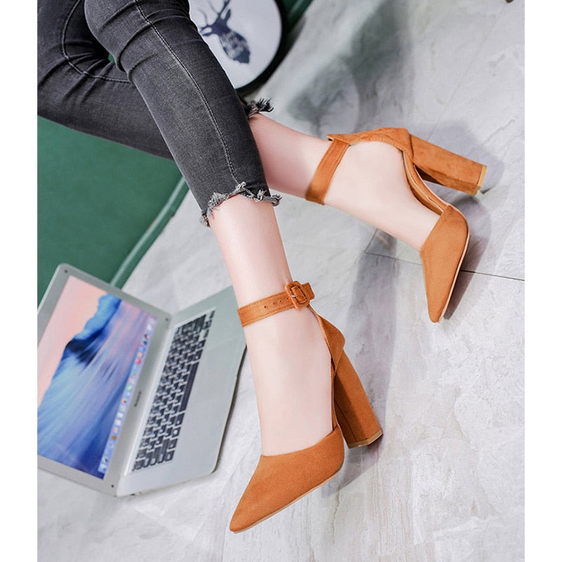 Fashion Ladies High Heels Female Zapatos Mujer Pointed Toe Pumps Women Shoes Woman Party Ankle Strap Pumps 2022 Summer Sandals