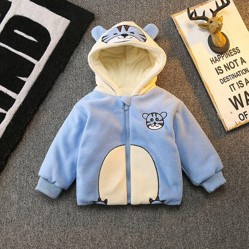 New Winter Children Thicken Clothes Baby Boys Girls Cotton Hooded Jacket Autumn Kids Toddler Fashion Coat Infant Casual Costume