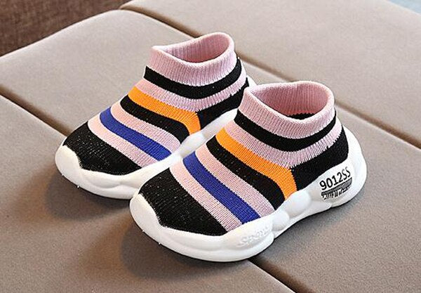 Boys Tennis Shoes Sneakers Girls Rainbow Shoes Mesh Kids Footwear Toddler Stripes Chaussure Zapato Casual SandQ Baby New