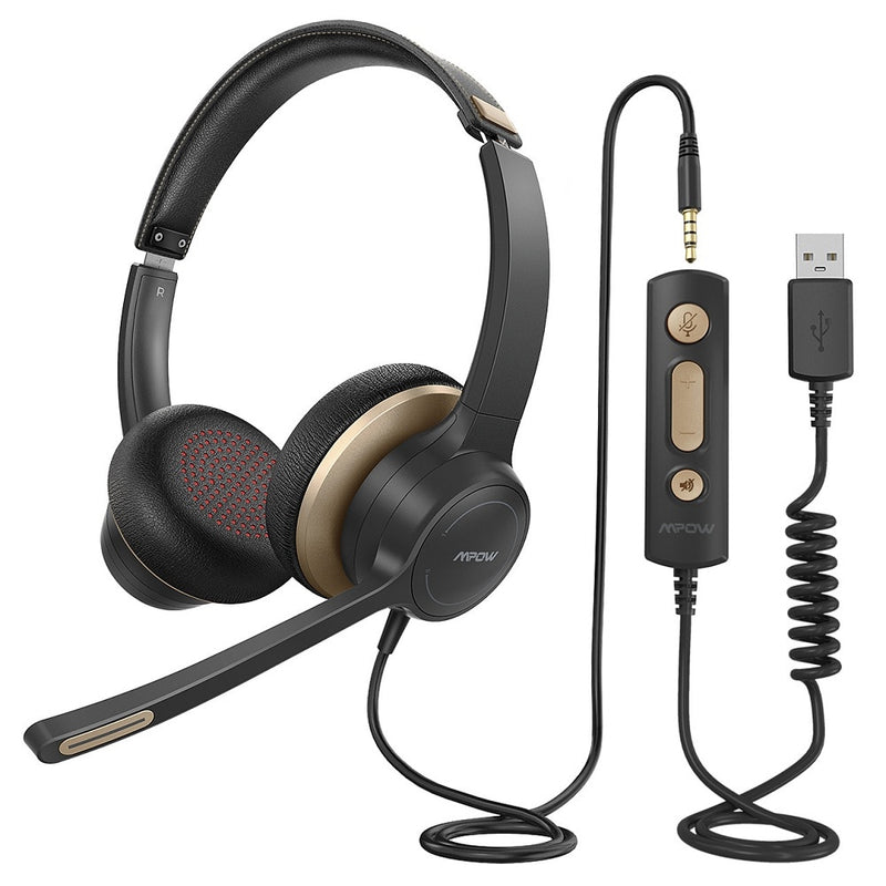 Mpow HC6 Office Headset with Mic BH328 3.5mm USB Computer Headset Noise Reduction Headphone for Call Center Skype PC Cellphone