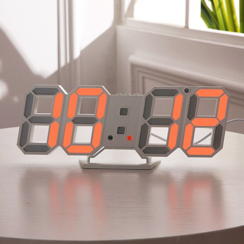 Digitale Wanduhr 3D-LED-Wecker Elektronische Tischuhren mit großer Temperaturanzeige 12/24 Stunden