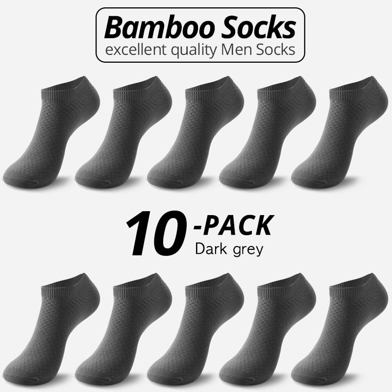 10 pares de calcetines de fibra de bambú para hombre, calcetines tobilleros cortos de negocios negros para hombre, calcetines transpirables de verano para hombre, zapatos de vestir, talla de ropa 38-44