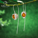 Lotus Fun Real 925 Sterling Silver Earrings Natural Stone Fine Jewelry Design Physalis Fruits Dangle Earrings for Women Brincos