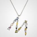 ANDYWEN 925 plata esterlina 26 letras oro inicial AB colgante collar fino cadena larga ajustable Mini PG CZ joyería