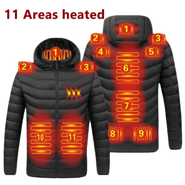 Männer 9 Bereiche Beheizte Jacke USB Winter Outdoor Elektrische Heizjacken Warm Sprots Thermomantel Kleidung Beheizbare Baumwolljacke