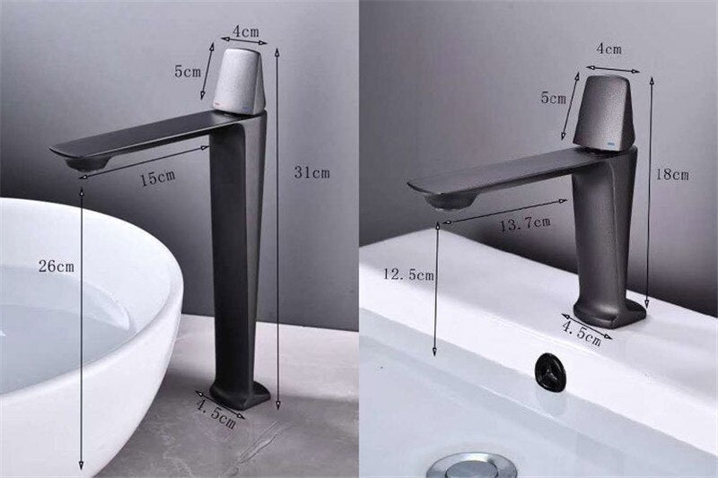 Grifos de lavabo Grifo de latón negro Grifo de lavabo de baño caliente y frío Grifo de baño montado en cubierta Níquel / Grifo de agua mezclador de color gris