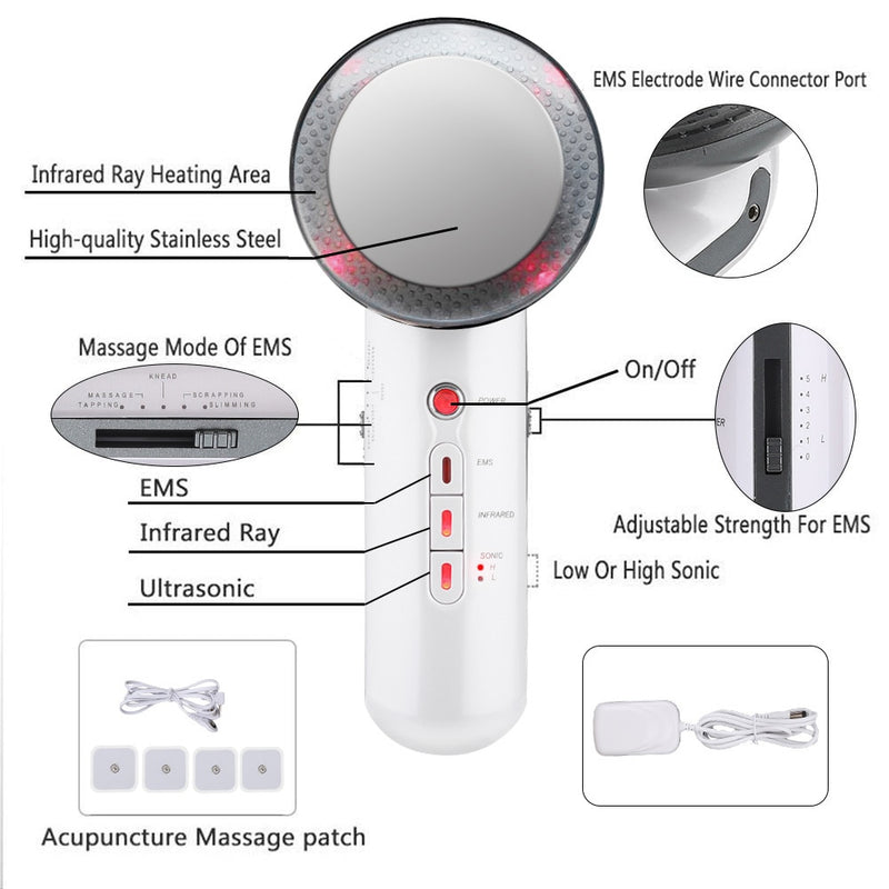 3 in1 Slimming Far Infrared EMS Ciliometer Body Massager Body Beauty Skin Care Thin Face Body Massager Weight Loss Vibration