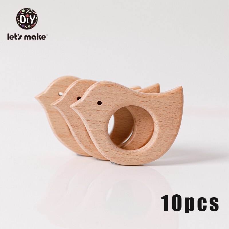 Let's Make 10pcs Baby Teether For Teeth Beech Food Grade Wholesale Wooden Teething Toys Rodent DIY Accessories Nursing Tiny Rod