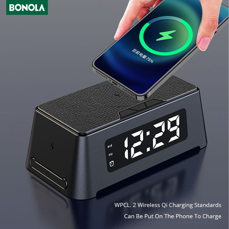 Bonola 15W Qi Despertador Cargador inalámbrico Pad para Apple/iPhone 12 11 XS XR 8 Plus Cargador para Apple Watch 6 5 4/Airpods 2/Pro